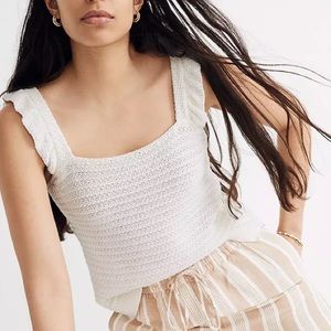 Crocheted Ruffle-Strap Sweater Tank NWT